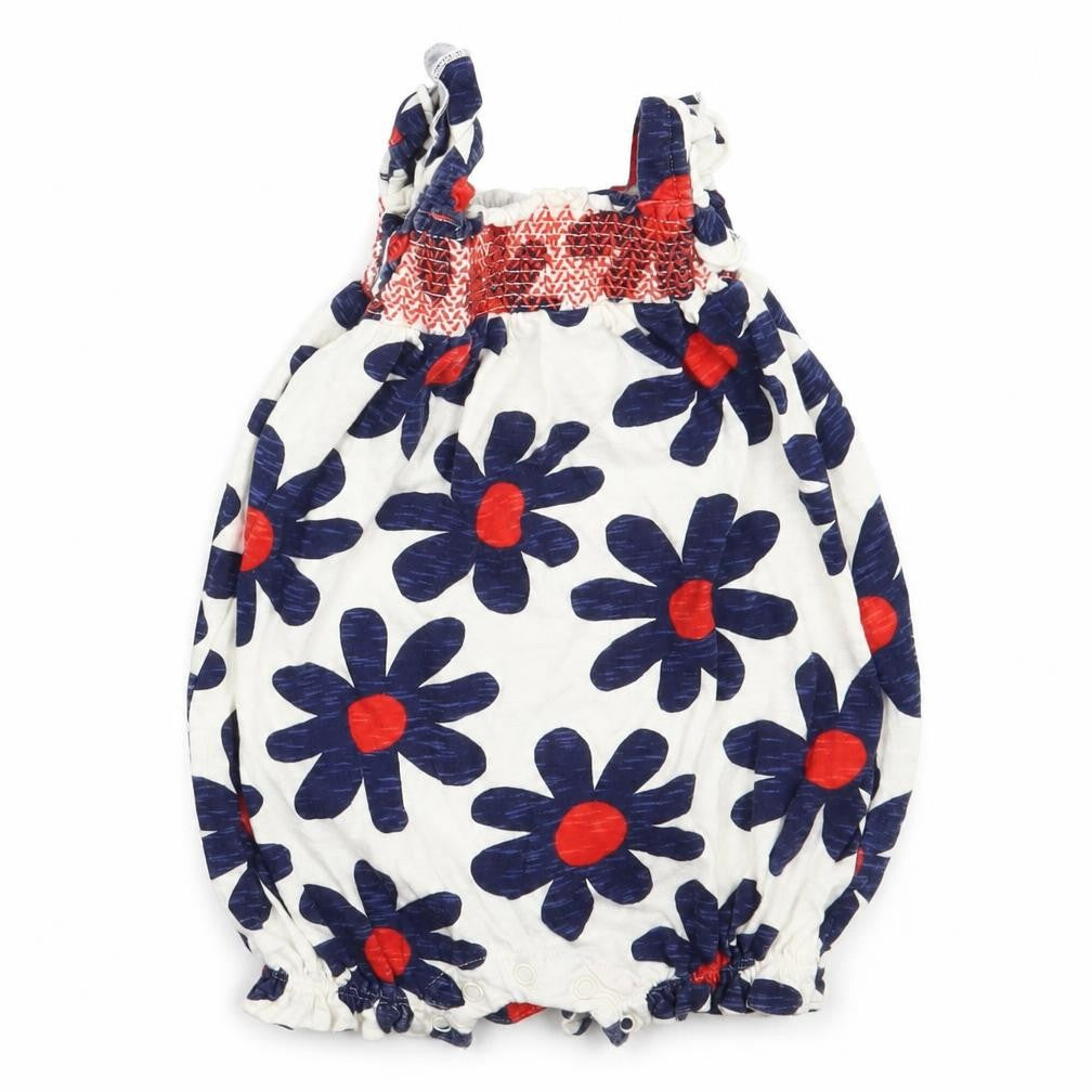 Front view of Next girls’ ivory floral basic t-shirt, size 3-6, months