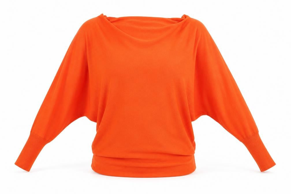 Front view of Ashley Brooke women’s orange jumper, size UK 10