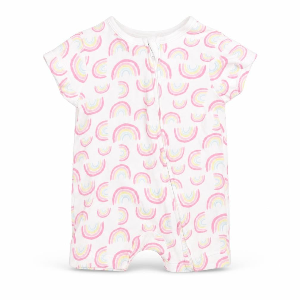 Front view of Primark girls’ white colourblock romper one-piece, size 0-3, months