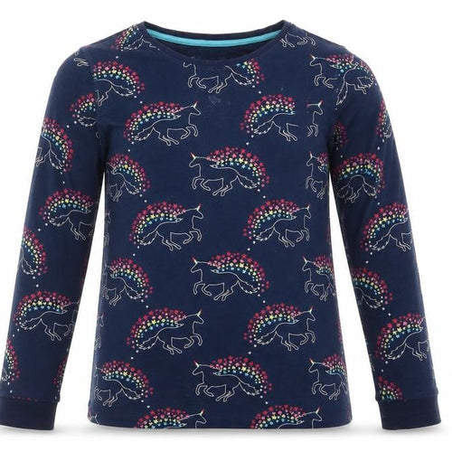 M&S Girls Blue Animal Print  Top Pyjama Top Size 12-13 Years  - Unicorn