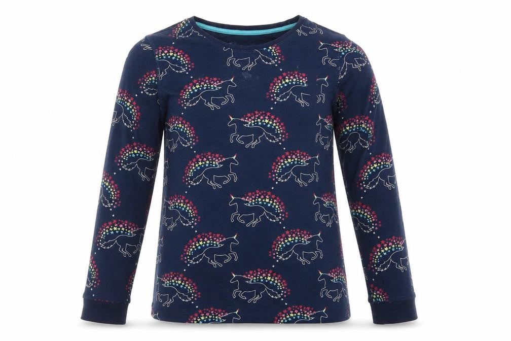 M&S Girls Blue Animal Print  Top Pyjama Top Size 12-13 Years  - Unicorn