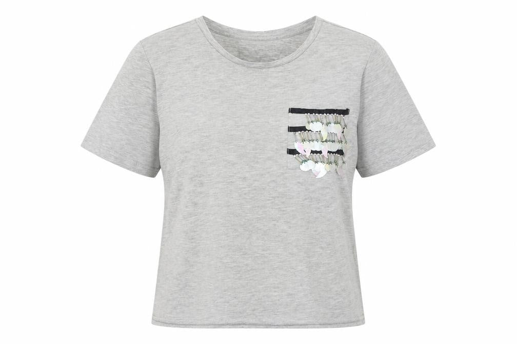 Front view of Very women’s grey jersey basic t-shirt, size UK 10