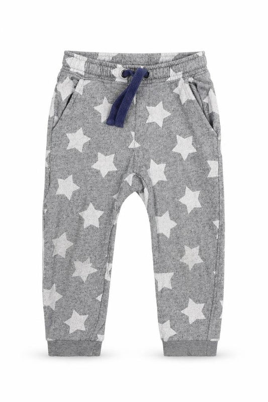 Front view of Marks & Spencer girls’ grey geometric jersey capri pyjama pants, size 3-4, years - stars