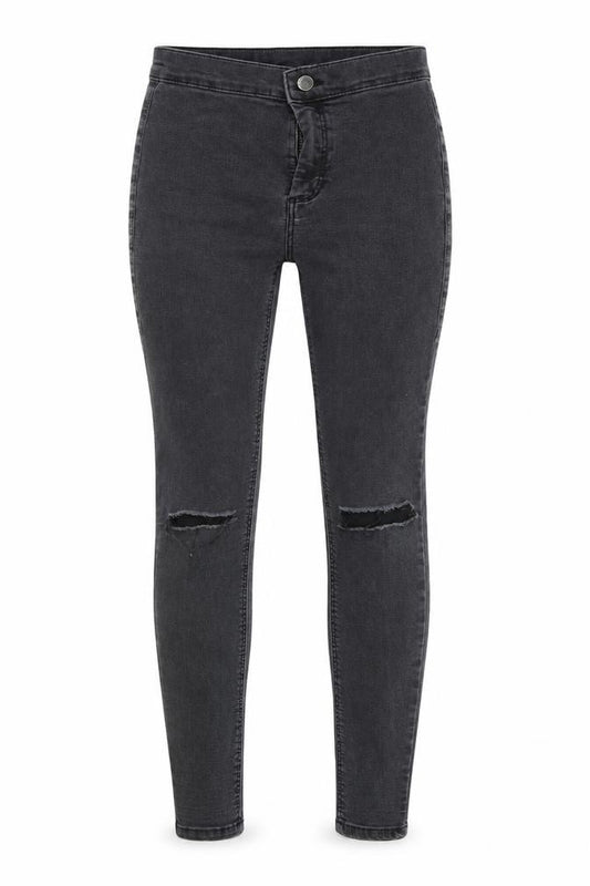 Front view of Topshop women’s grey denim skinny jeans, size UK 26, in, 30-inch leg
