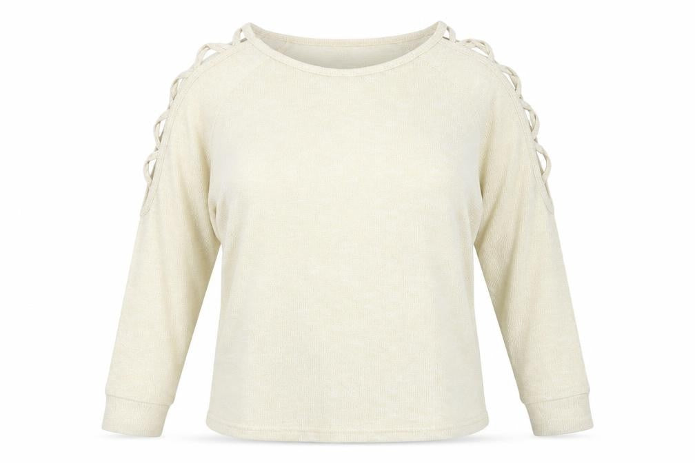 Front view of Avon women’s ivory basic t-shirt, size UK 10