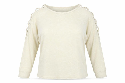 Front view of Avon women’s ivory basic t-shirt, size UK 10