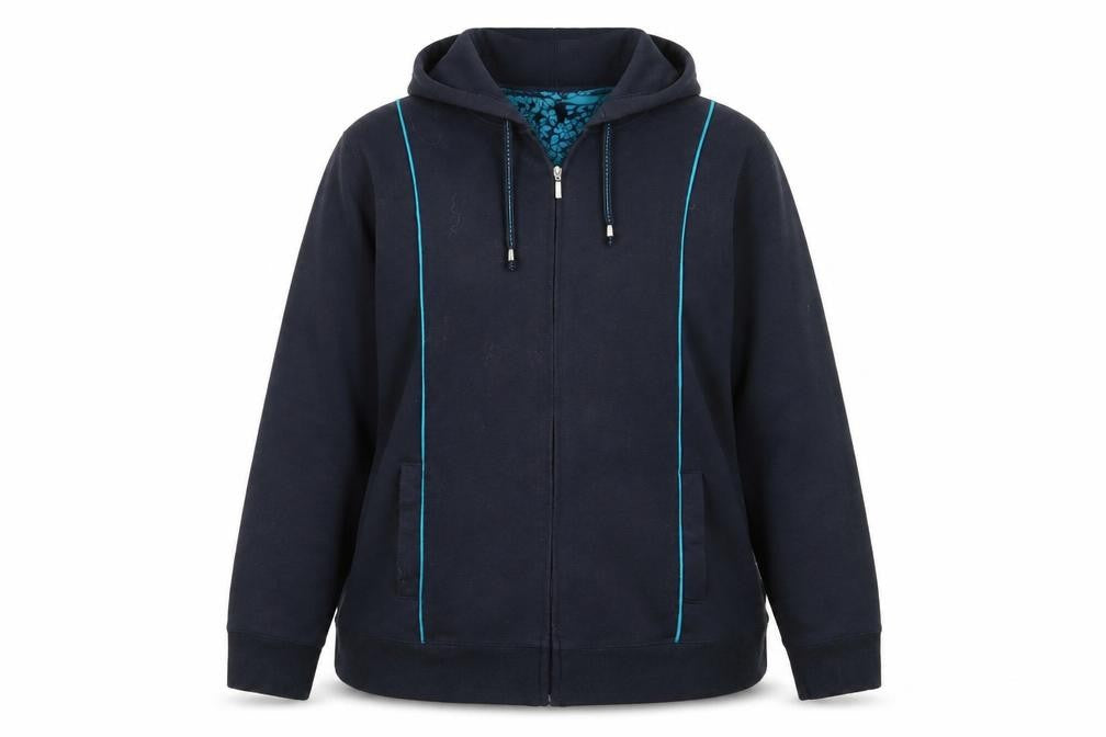 Front view of Bonmarché women’s blue full zip jumper, size XL