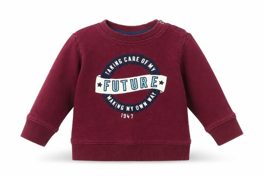 Front view of H&M boys’ purple jumper, size 12-18, months
