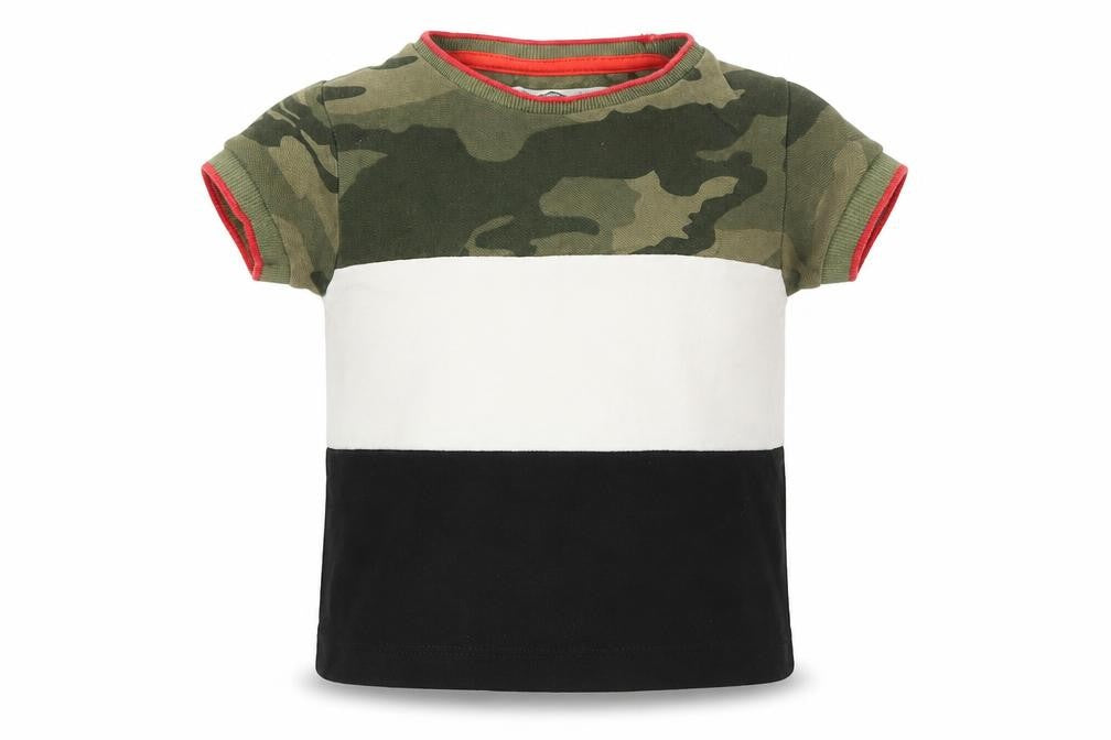Front view of Next boys’ multicoloured camouflage basic t-shirt, size 3-6, months