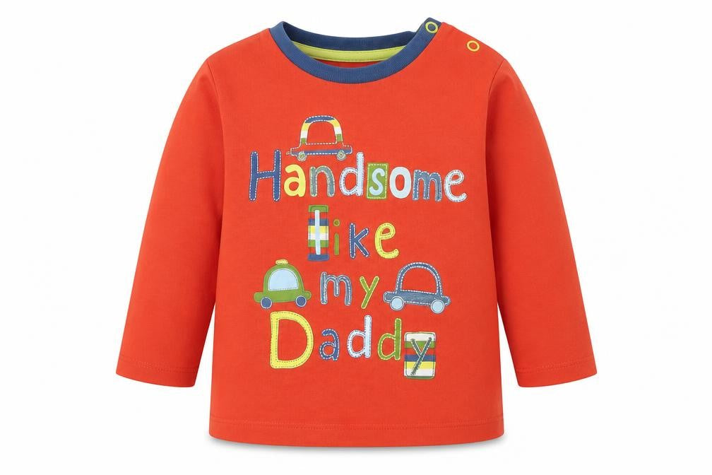 Front view of Tu boys’ red basic t-shirt, size 9-12, months