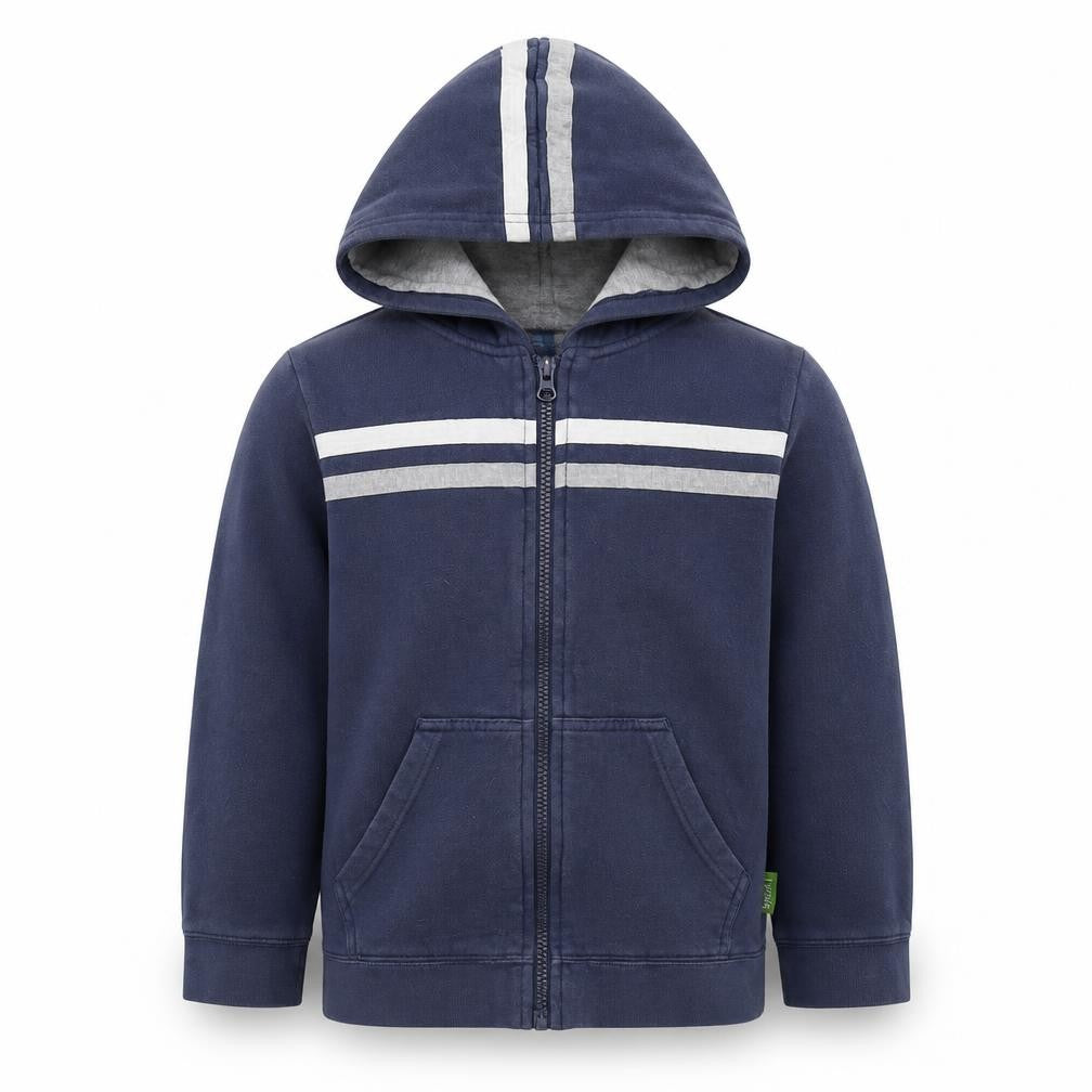 Front view of Tu boys’ blue full zip hoodie, size 9, years