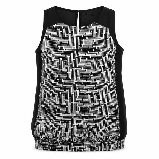 Front view of Next women’s multicoloured geometric basic tank, size UK 14