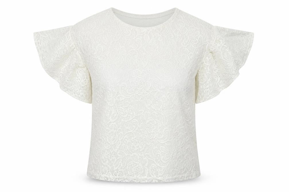 Front view of Atmosphere women’s white lace basic blouse, size UK 4