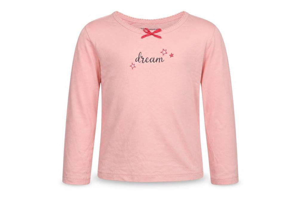 Front view of Vertbaudet girls’ pink basic t-shirt, size 3, years