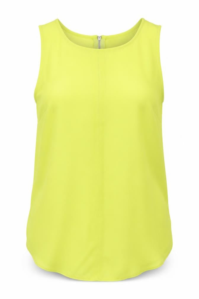 Front view of Atmosphere women’s yellow satin basic tank, size UK 12