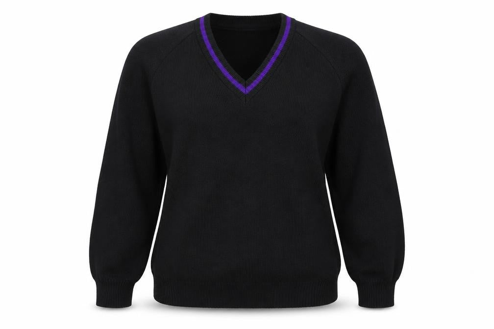 Front view of Swi women’s black knit jumper, size XS