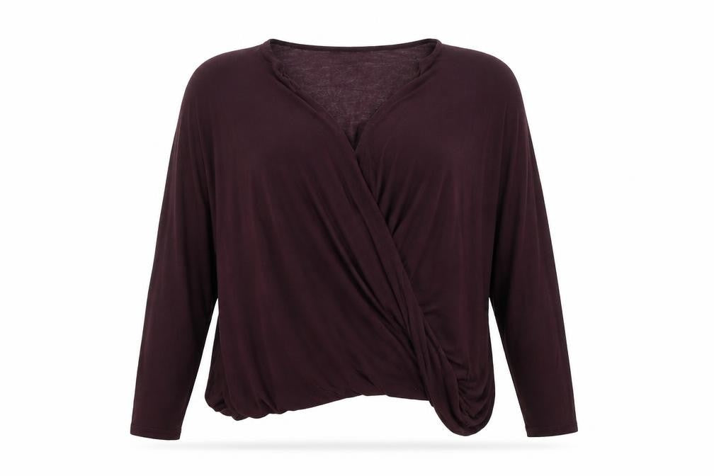 Front view of Atmosphere women’s purple basic t-shirt, size UK 12