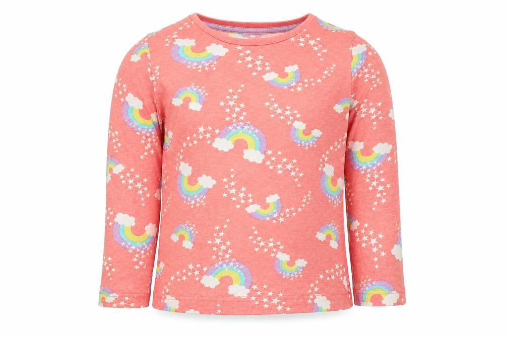 Front view of Studio girls’ pink basic t-shirt, size 5-6, years - rainbow