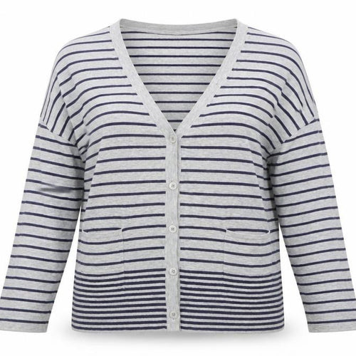 EAST Womens Grey Striped  Cardigan Jumper Size M
