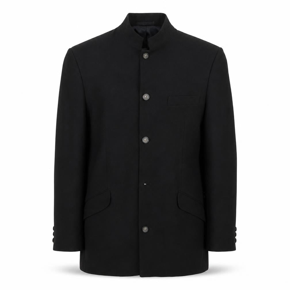 Front view of Stone Bridge men’s black jacket suit, size 38