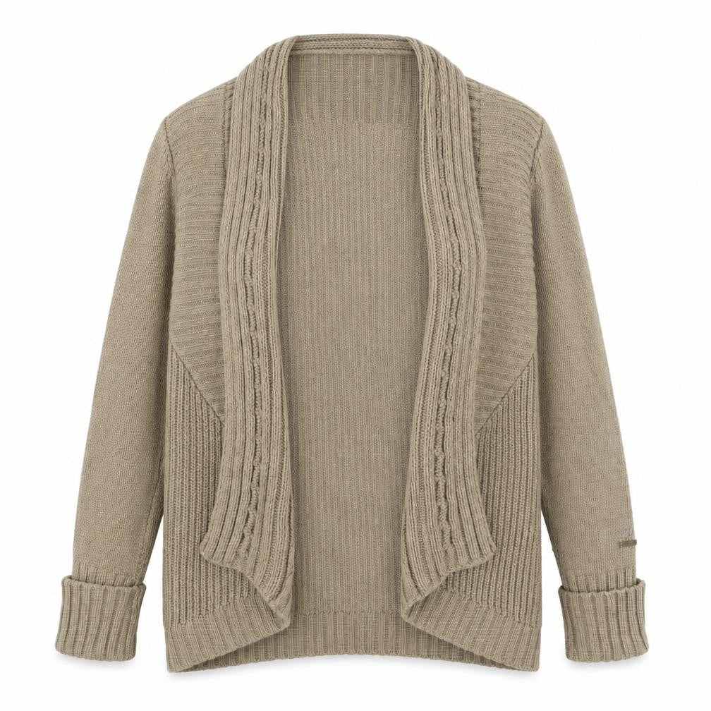 Front view of Pepe Jeans women’s brown cardigan jumper, size S
