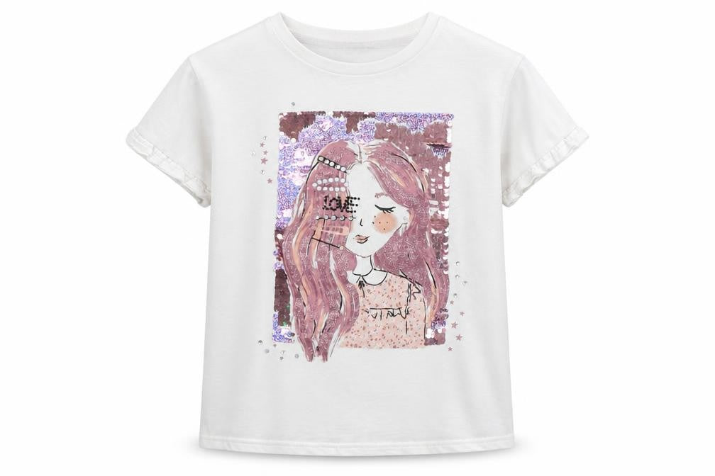 Front view of George girls’ white basic t-shirt, size 10-11, years
