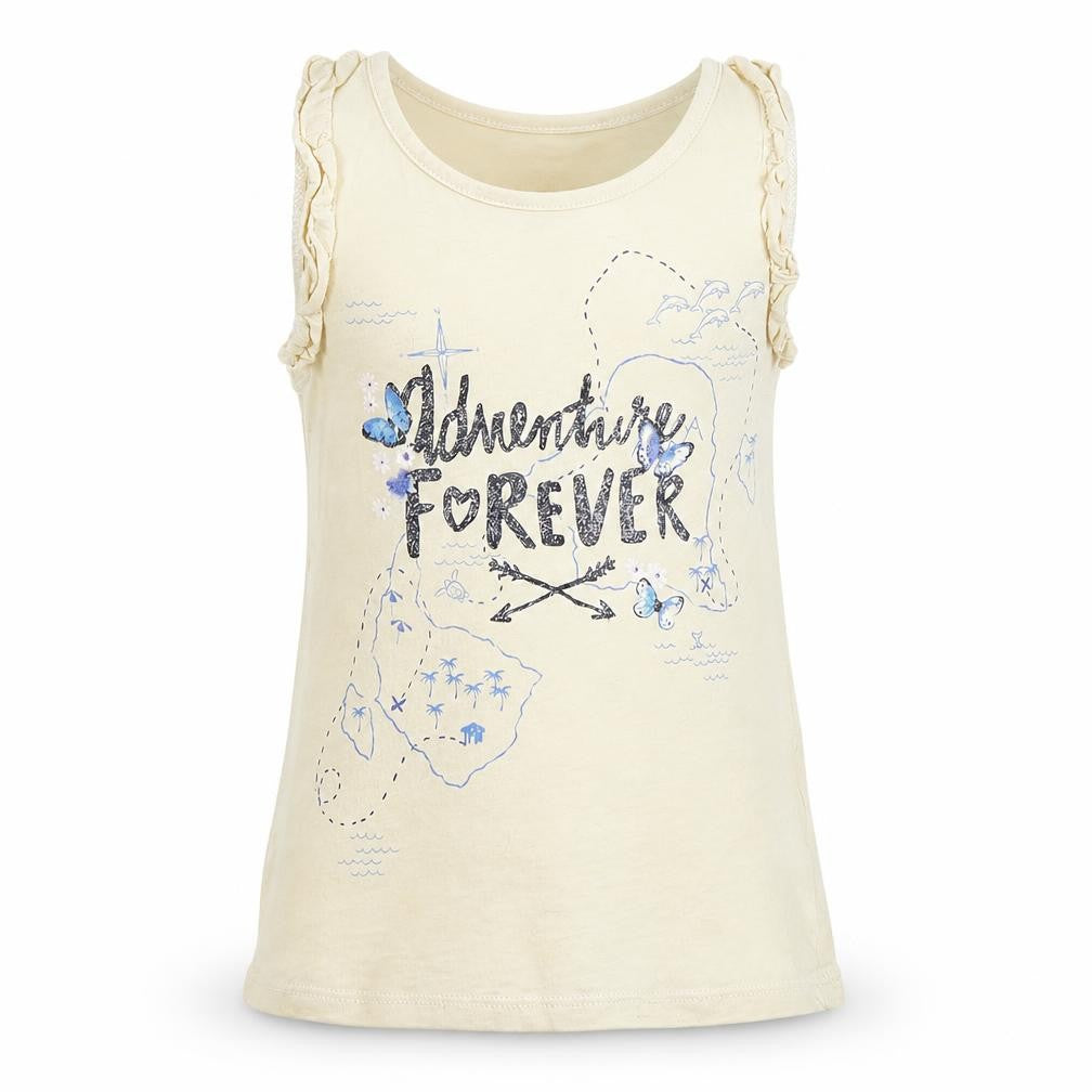 Front view of H&M girls’ yellow basic tank, size 5-6, years - adventure forever
