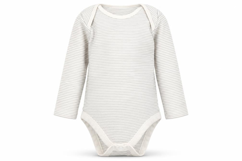 Front view of Tu Baby Green Striped Romper One-Piece, size 18-24, Months