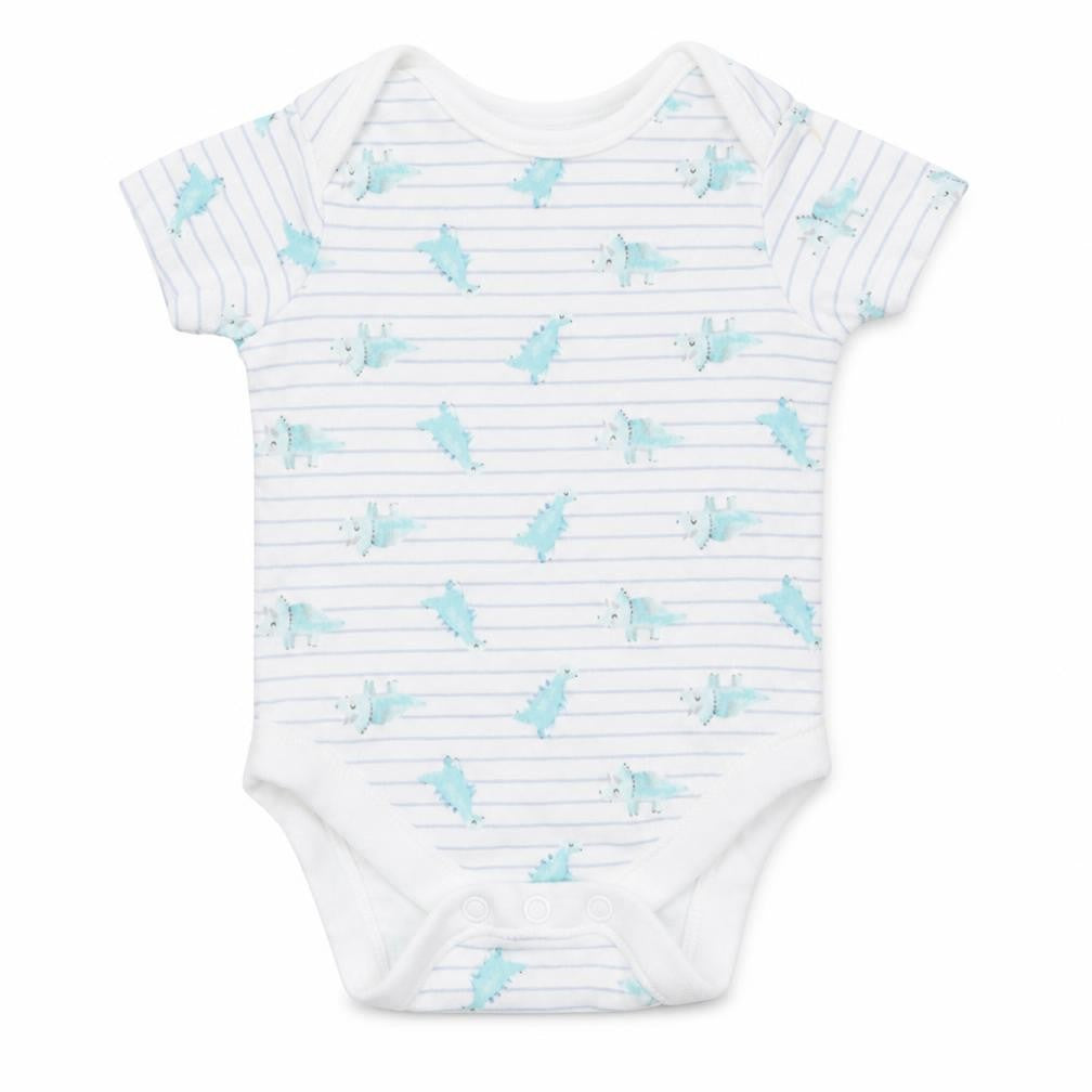 George Baby White Striped  Romper One-Piece Size 3-6 Months  - Dinosaurs
