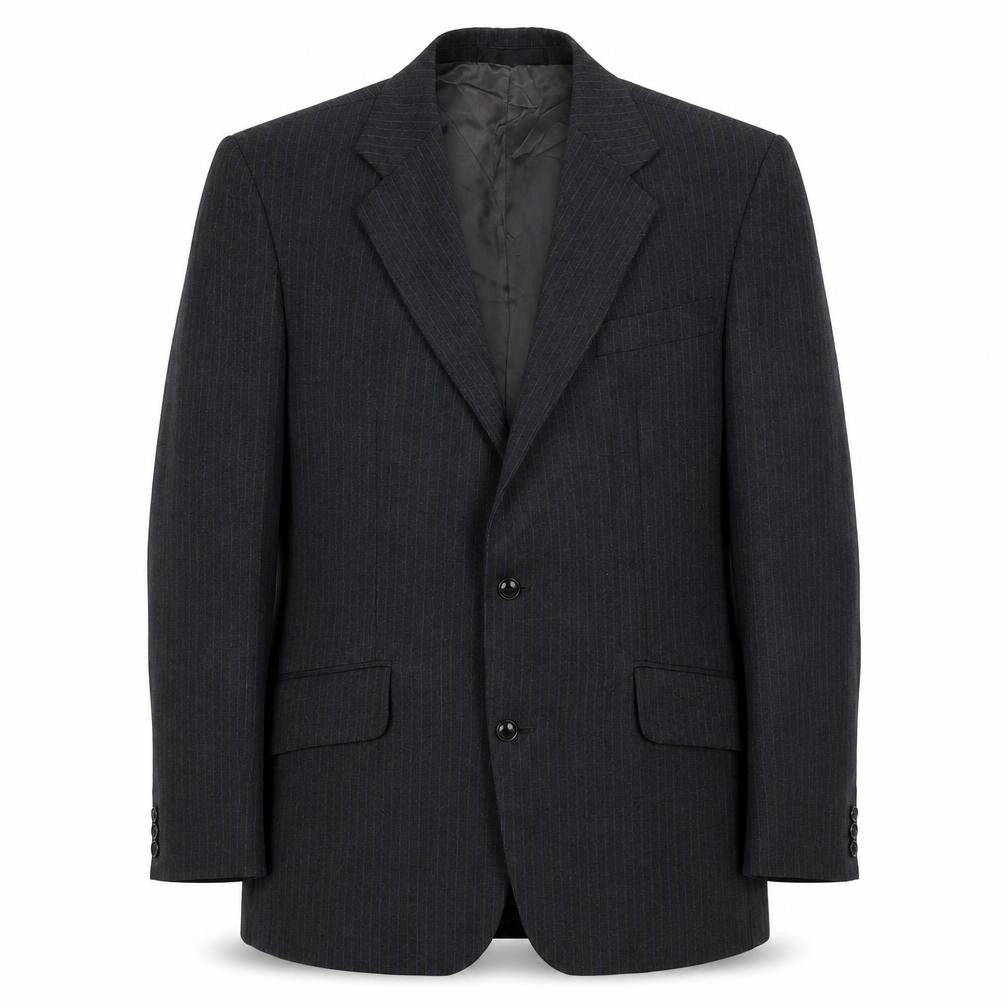 Front view of Preworn men’s grey striped jacket blazer, size 38