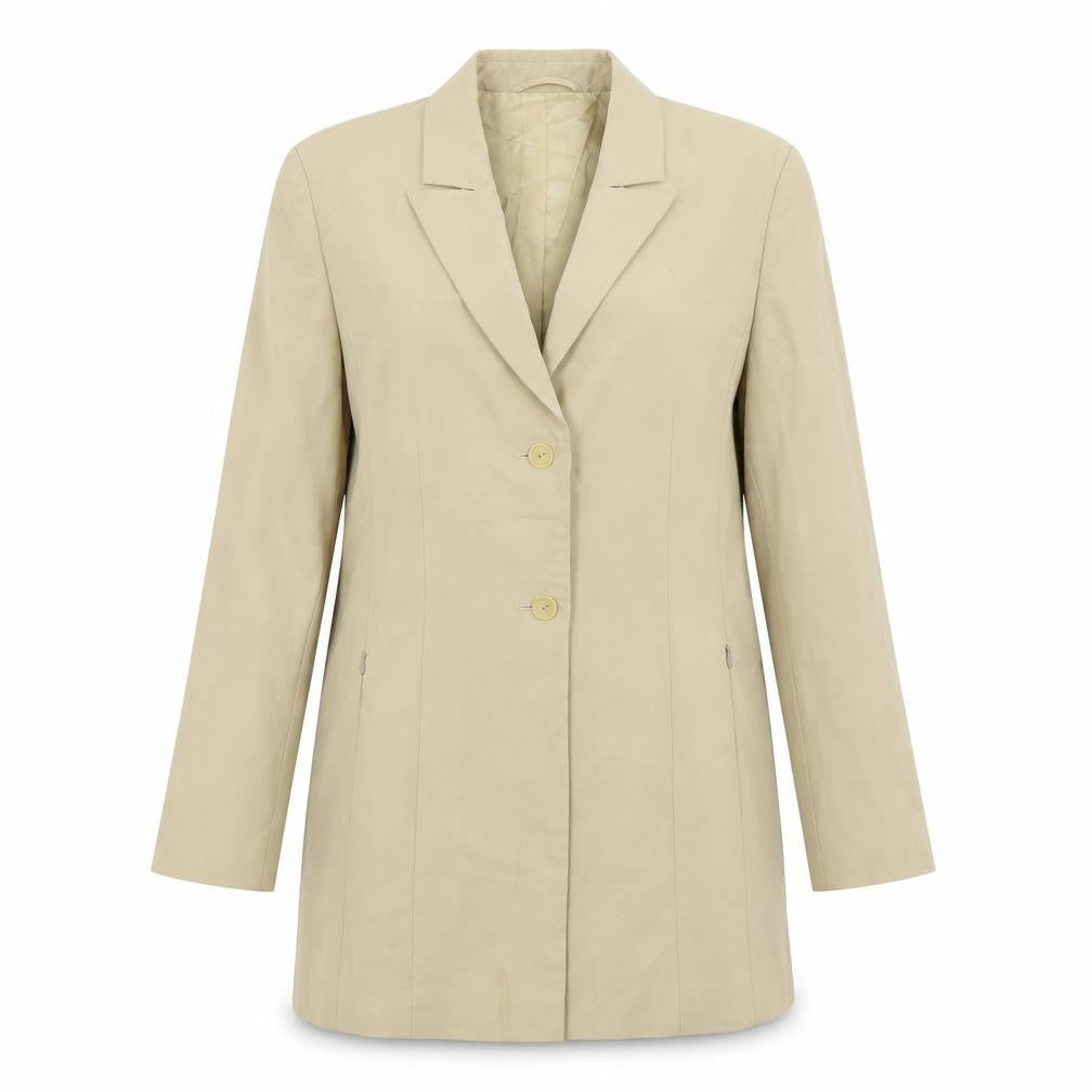 Front view of Yarell women’s beige jacket blazer, size UK 12