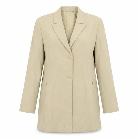 Front view of Yarell women’s beige jacket blazer, size UK 12