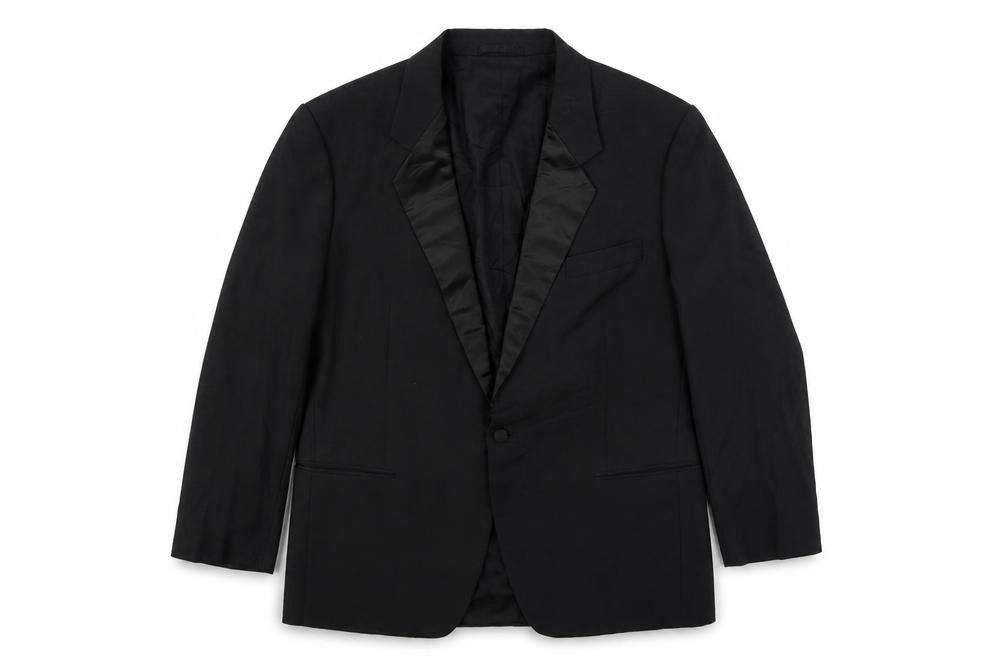 Front view of rossells men’s black jacket blazer, size 42