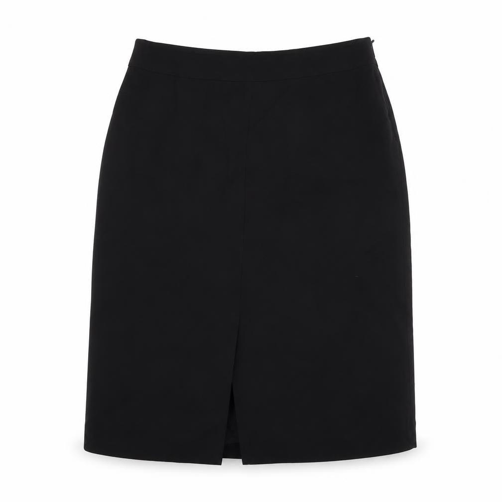 Front view of CARACTERE women’s black a-line skirt, size UK 14