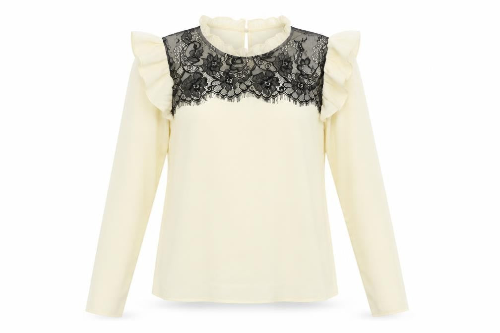 Front view of Zara women’s yellow geometric basic blouse, size S