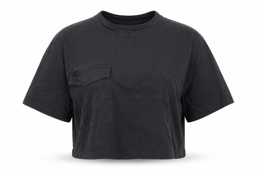 Front view of Preworn women’s grey basic t-shirt, size UK 8