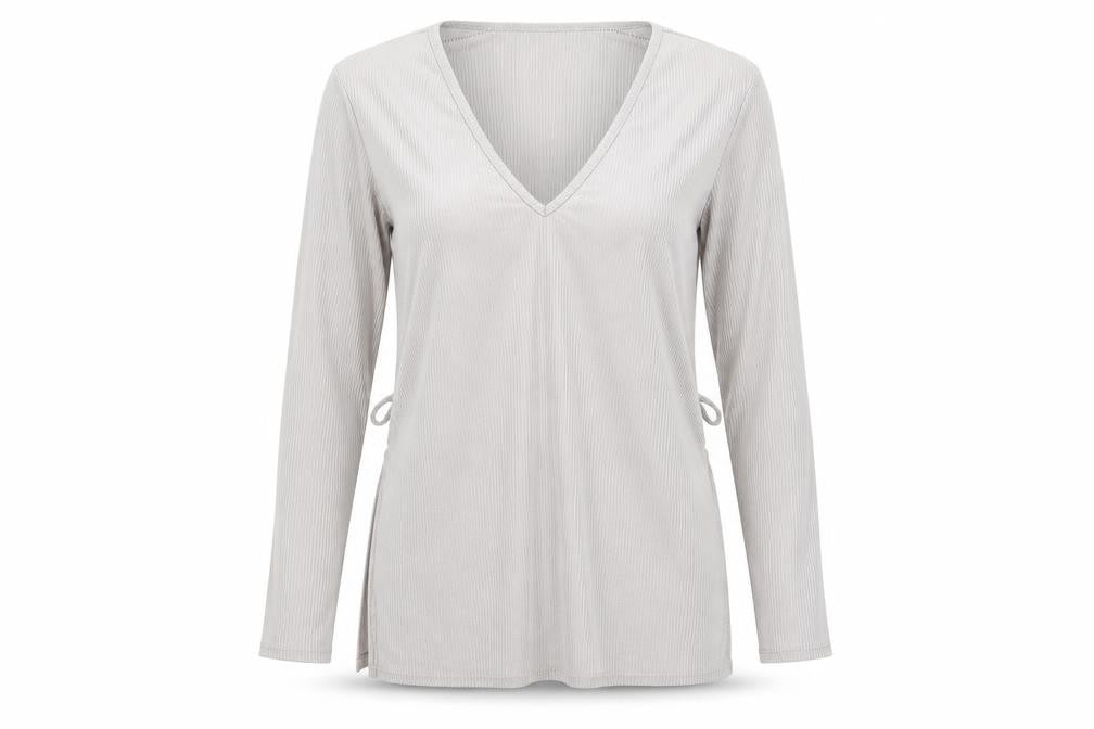 Front view of Misspap women’s grey basic t-shirt, size UK 12