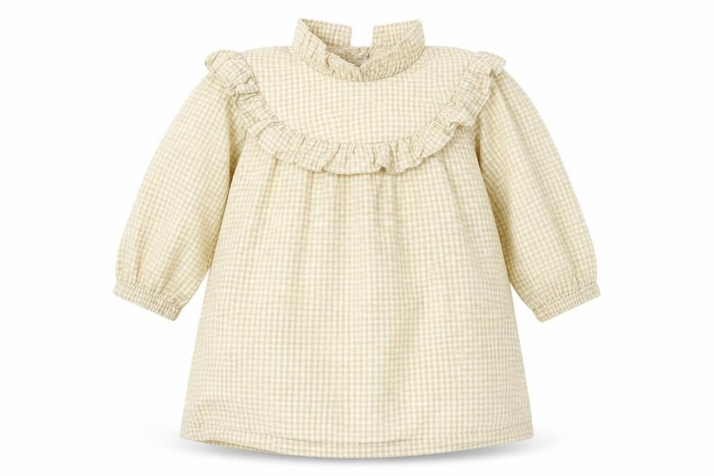 Front view of George Baby Beige Check A-Line, size 3-6, Months