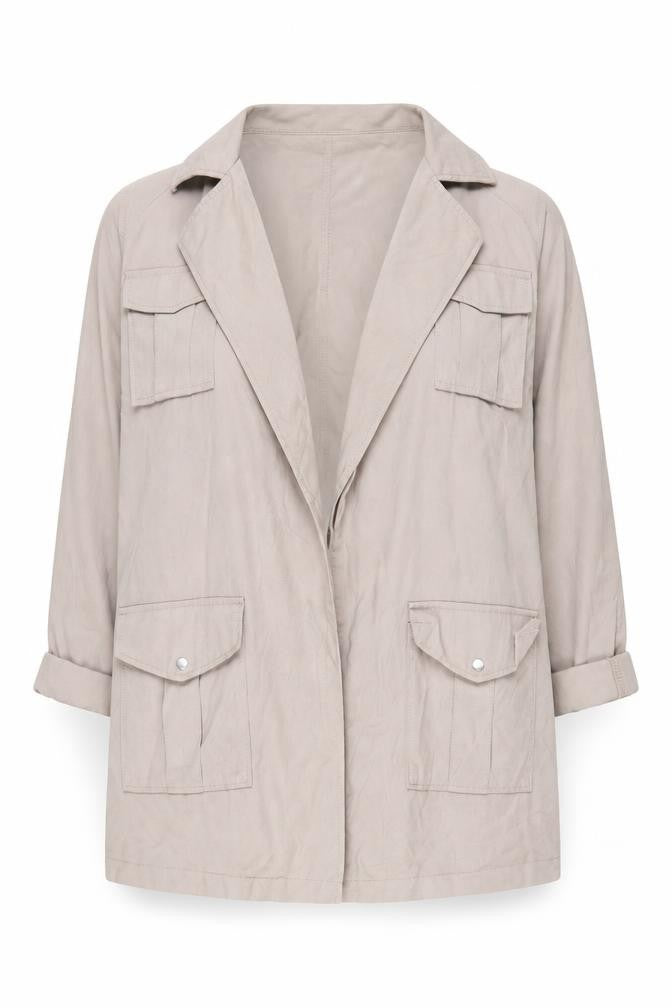 Front view of New Look women’s beige jacket blazer, size UK 10
