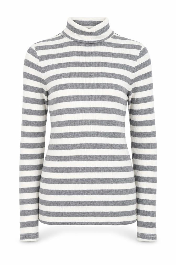 Front view of F&F women’s grey striped jumper, size UK 8
