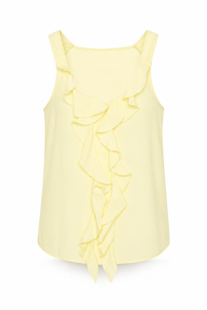 Front view of Topshop women’s yellow basic tank, size UK 6