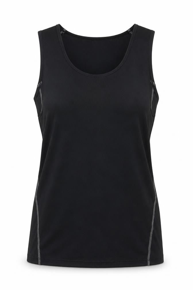 Front view of Preworn women’s black basic tank, size L