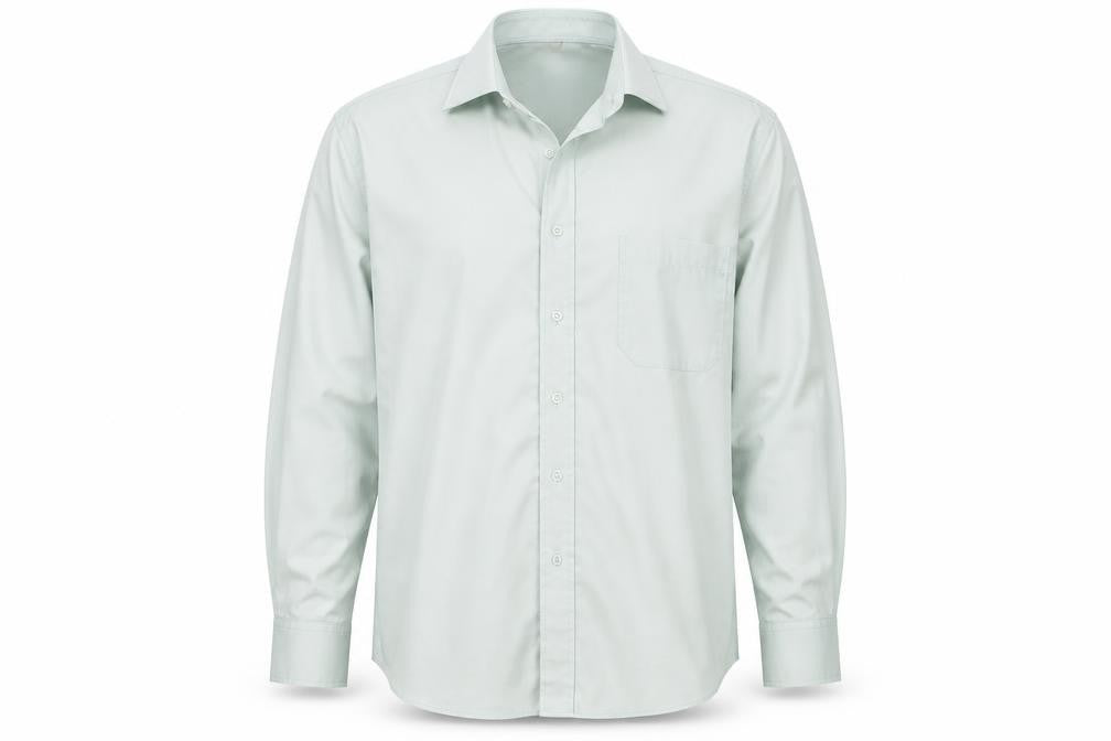 Front view of Zantos men’s green button-up, size 15.5