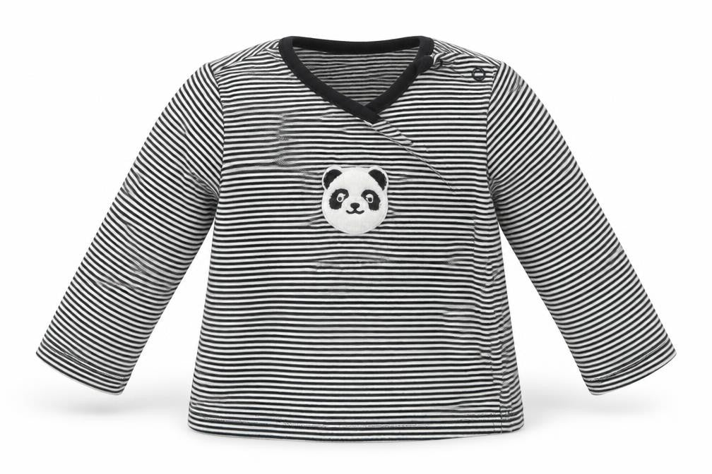 Front view of George boys’ white striped basic t-shirt, size 6-9, months