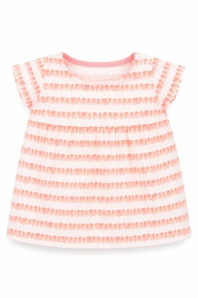Front view of F&F girls’ white striped basic blouse, size 3-6, months