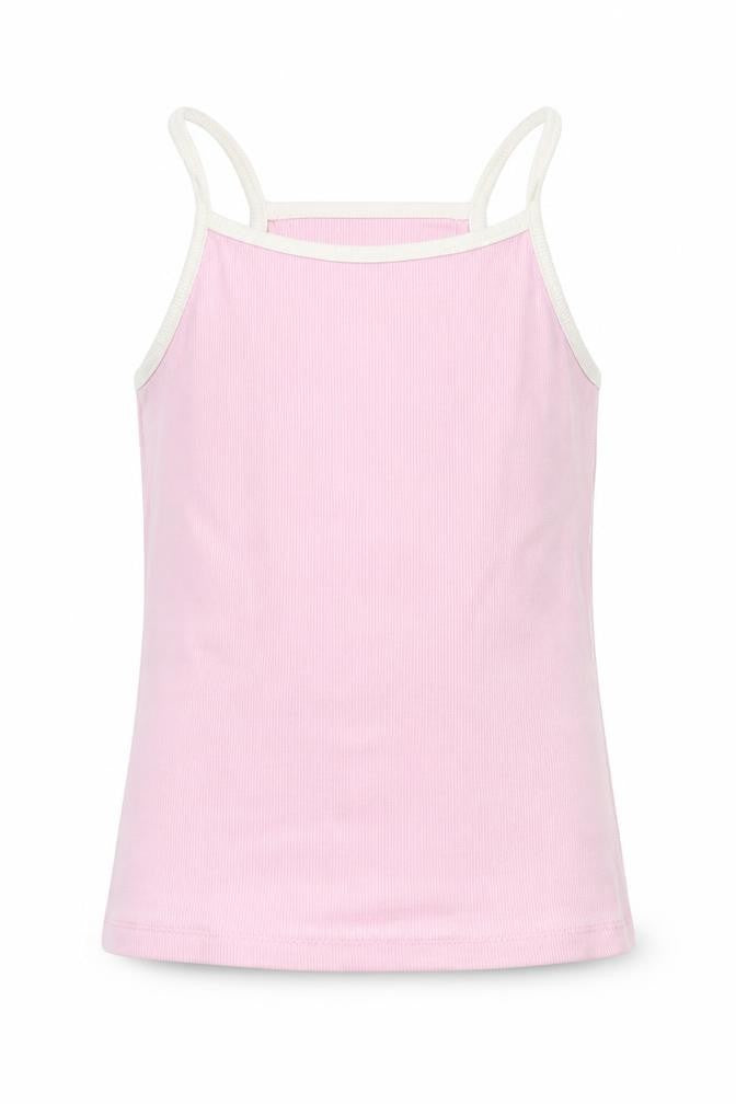 Front view of Marks & Spencer girls’ pink basic tank, size 6-7, years