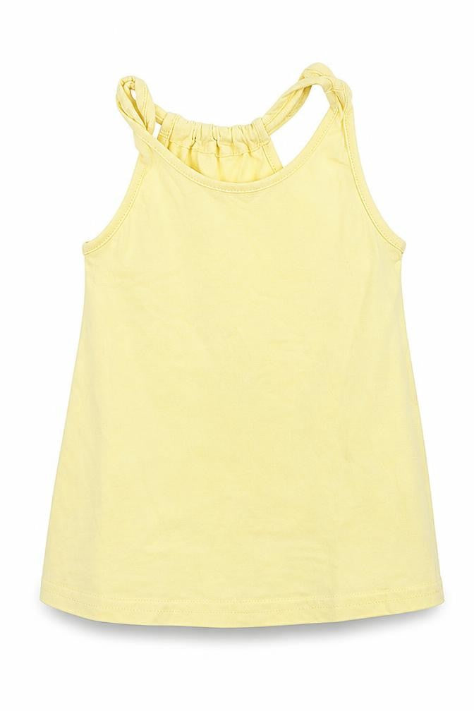 Front view of Nutmeg girls’ yellow basic tank, size 6-7, years