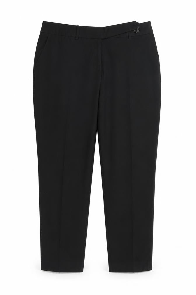 Front view of Next women’s black trousers, size UK 16, 24-inch leg