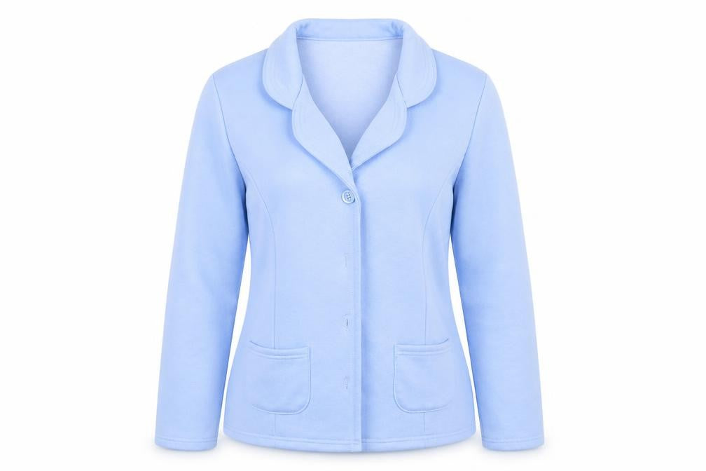 Front view of Damart women’s blue jacket, size UK 10