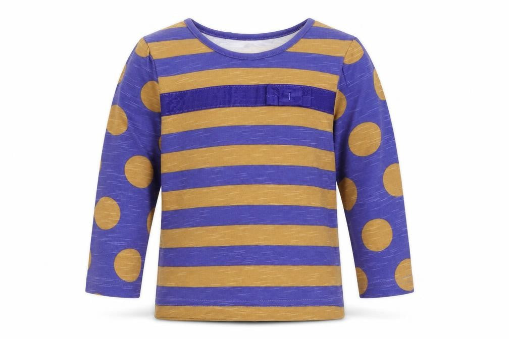 Front view of George girls’ blue striped basic t-shirt, size 18-24, months